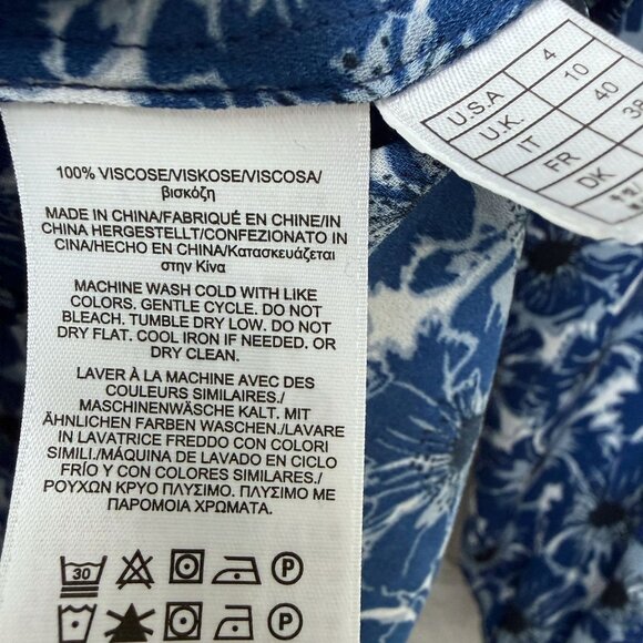 Brooks Brothers Bow Blouse Size 4 Blue Floral Long Sleeve Womens Button up Top - Picture 10 of 10